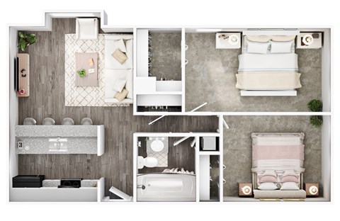 the 1190 sqft floor plan  1 bedroom